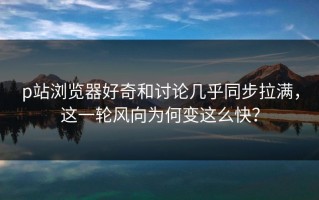 p站浏览器好奇和讨论几乎同步拉满，这一轮风向为何变这么快？