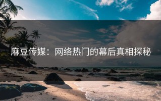麻豆传媒：网络热门的幕后真相探秘