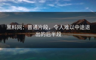 黑料网：普通片段，令人难以中途退出的后半段