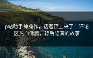 p站助手神操作，话题顶上来了！评论区热血沸腾，背后隐藏的故事
