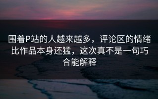 围着P站的人越来越多，评论区的情绪比作品本身还猛，这次真不是一句巧合能解释