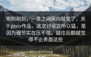 刚刚刷到，一夜之间风向就变了，关于pixiv作品，这次讨论之所以猛，是因为细节实在压不住，越往后翻越觉得不止表面这些