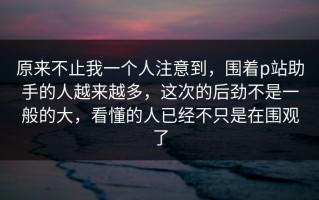 原来不止我一个人注意到，围着p站助手的人越来越多，这次的后劲不是一般的大，看懂的人已经不只是在围观了