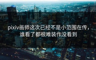 pixiv画师这次已经不是小范围在传，谁看了都很难装作没看到