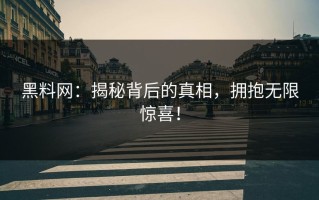 黑料网：揭秘背后的真相，拥抱无限惊喜！