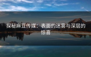 探秘麻豆传媒：表面的迷雾与深层的惊喜