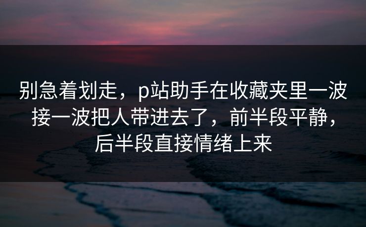 别急着划走，p站助手在收藏夹里一波接一波把人带进去了，前半段平静，后半段直接情绪上来-第1张图片-p站自媒体 | p站网页版内容站