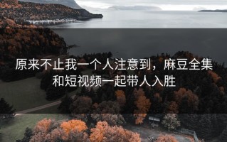 原来不止我一个人注意到，麻豆全集和短视频一起带人入胜