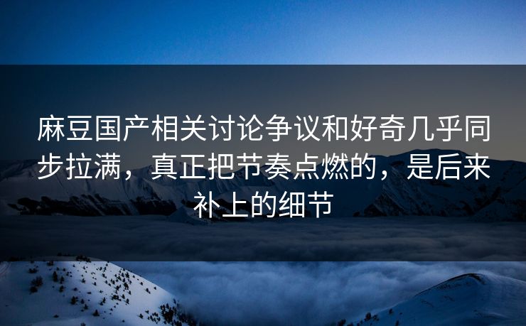 麻豆国产相关讨论争议和好奇几乎同步拉满，真正把节奏点燃的，是后来补上的细节-第1张图片-p站自媒体 | p站网页版内容站